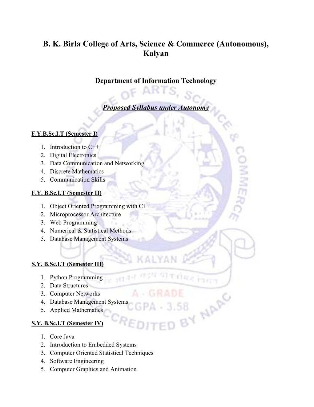 B. K. Birla College of Arts, Science & Commerce (Autonomous), Kalyan