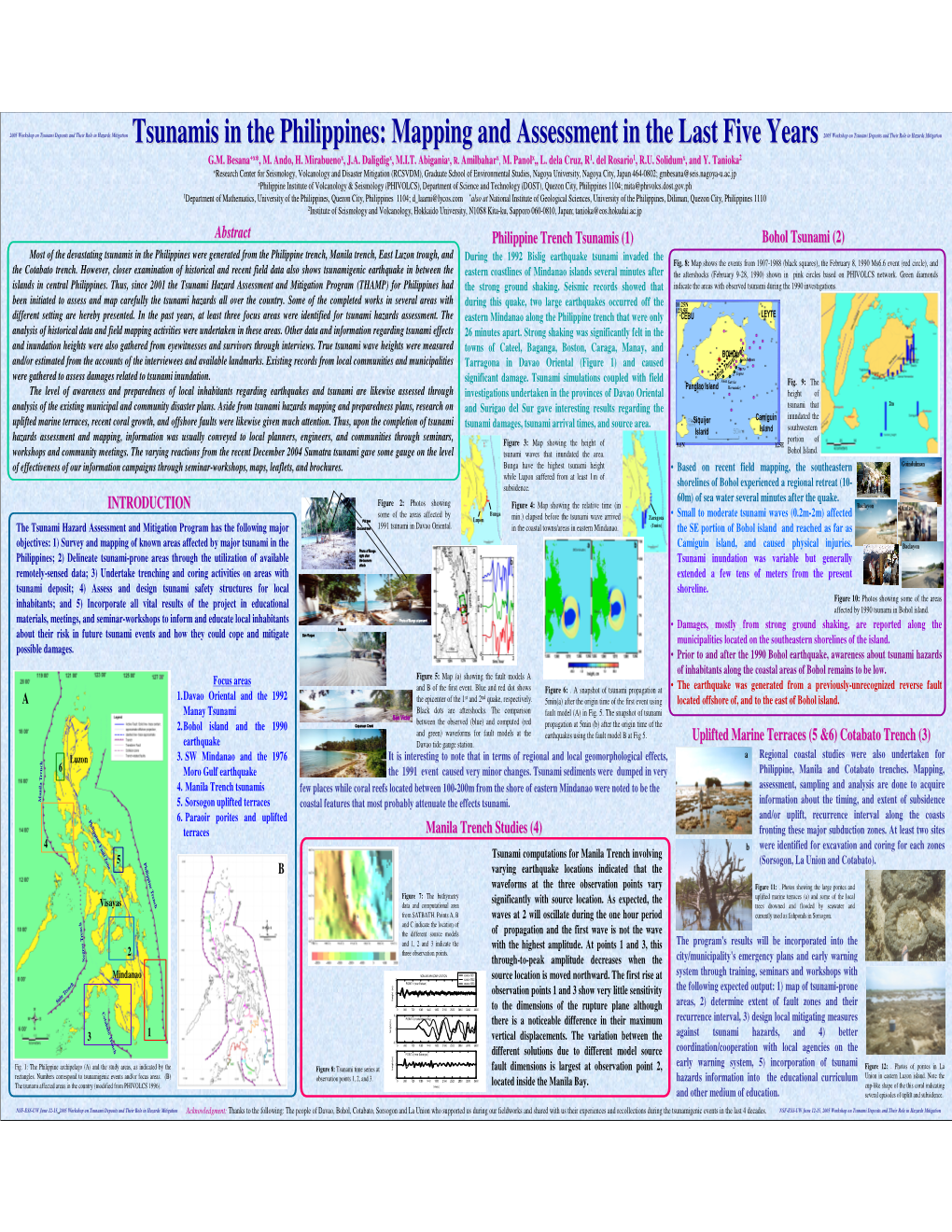 Tsunamis in the Philippines: Mapping and Assessment in the Last Five Years 2005 Workshop on Tsunami Deposits and Their Role in Hazards Mitigation G.M