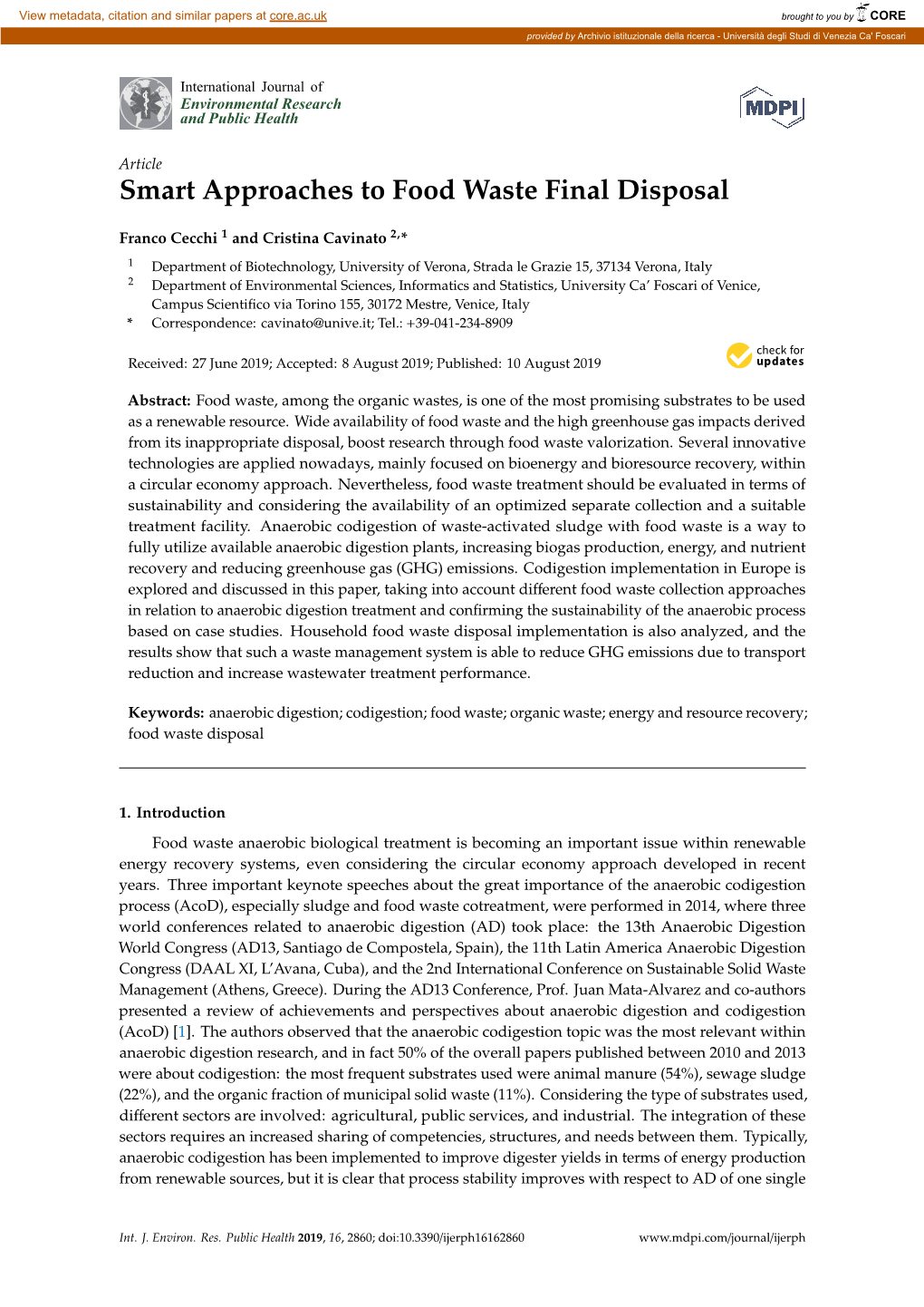 Smart Approaches to Food Waste Final Disposal