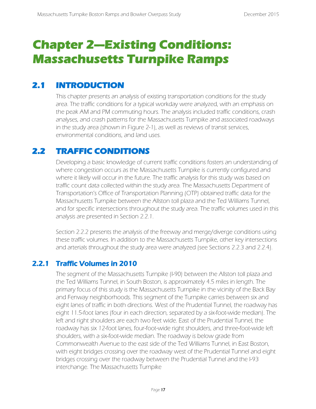 Chapter 2—Existing Conditions: Massachusetts Turnpike Ramps