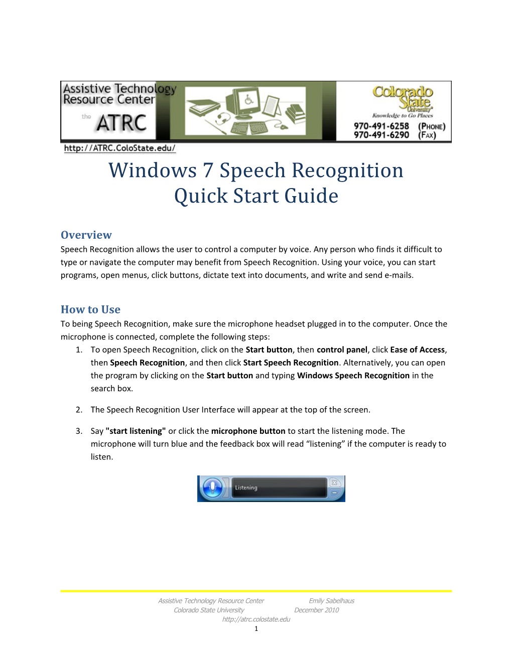 Windows 7 Speech Recognition