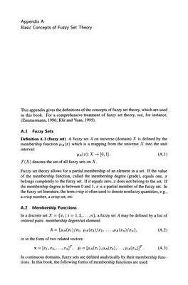 Appendix a Basic Concepts of Fuzzy Set Theory A.I Fuzzy Sets ILA{X): X