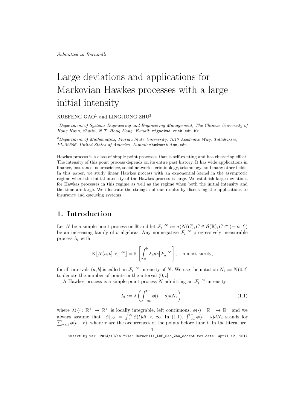 Large Deviations and Applications for Markovian Hawkes Processes with a Large Initial Intensity
