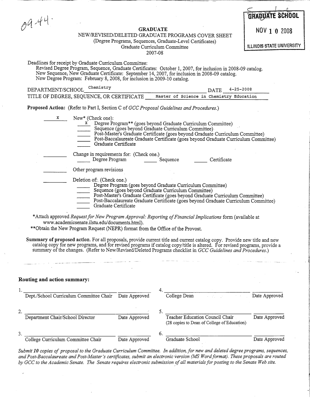 Chemistry Education Program Proposal