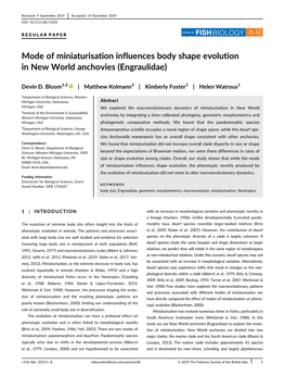 Bloom & Kolmann Et Al 2019 Miniaturization in New World