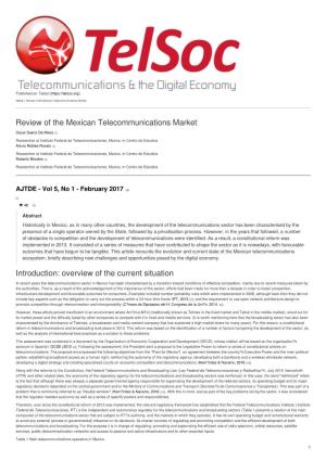 Review of the Mexican Telecommunications Market