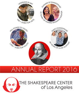 ANNUAL REPORT 2016 � � � � � � � � � � 26Th Anniversary Simply Shakespeare
