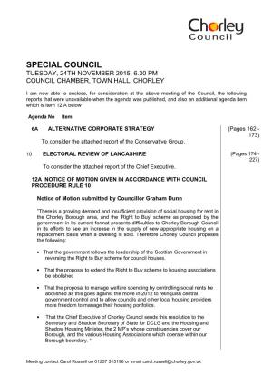 To Follow Agenda Supplement for Council, 24/11/2015 18:30