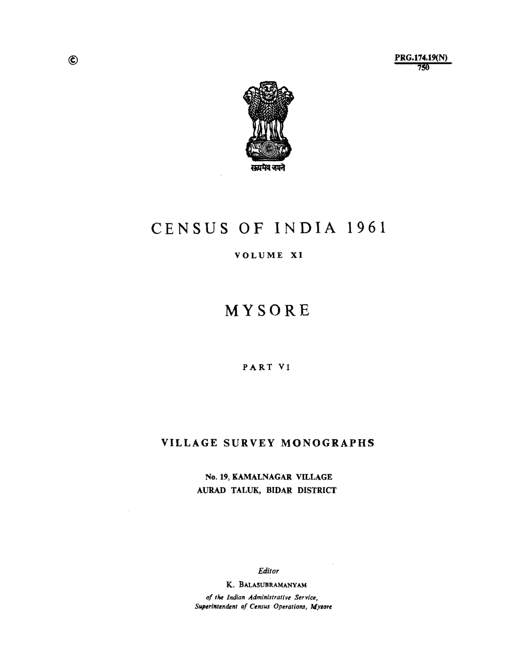 Village Survey Monographs, Kamalnagar Village, No-19, Part VI, Vol-XI