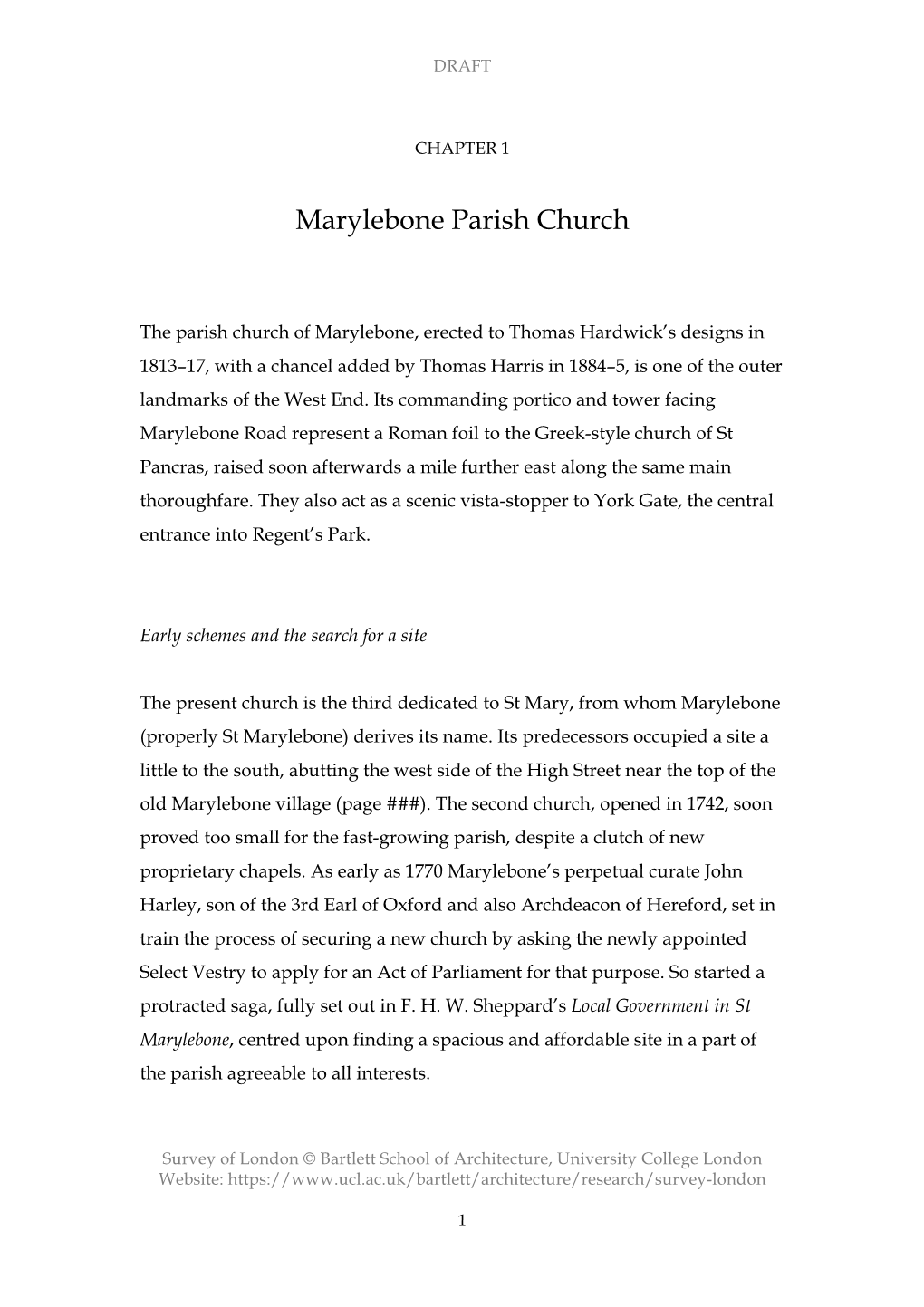 Chapter 1: Marylebone Parish Church