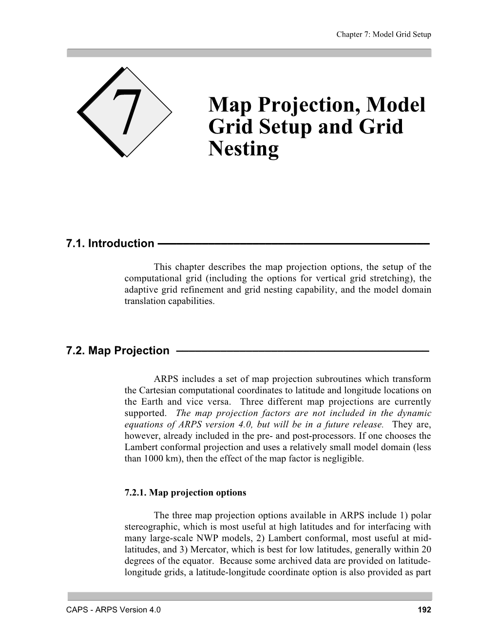 7 Map Projection, Model Grid Setup and Grid Nesting