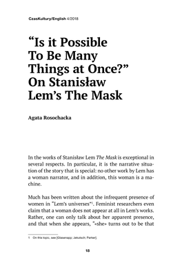 On Stanisław Lem's the Mask