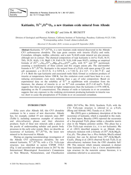 Kaitianite, Ti3+2Ti4+O5, a New Titanium Oxide Mineral from Allende