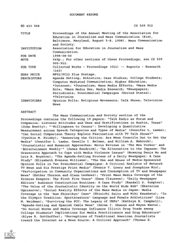 DOCUMENT RESUME Proceedings of the Annual Meeting of The