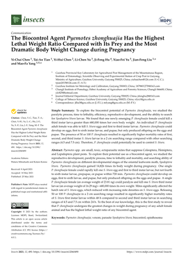 The Biocontrol Agent Pyemotes Zhonghuajia Has the Highest Lethal Weight Ratio Compared with Its Prey and the Most Dramatic Body Weight Change During Pregnancy