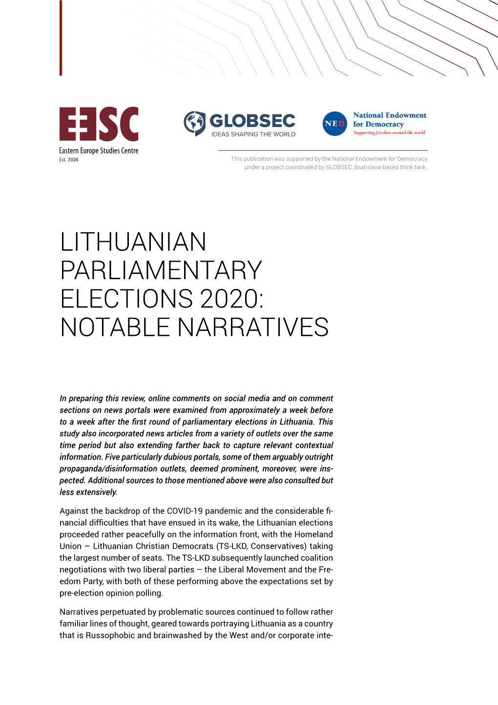 Lithuanian Parliamentary Elections 2020: Notable Narratives