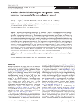 A Review of US Wildland Firefighter Entrapments: Trends, Important Environmental Factors and Research Needs