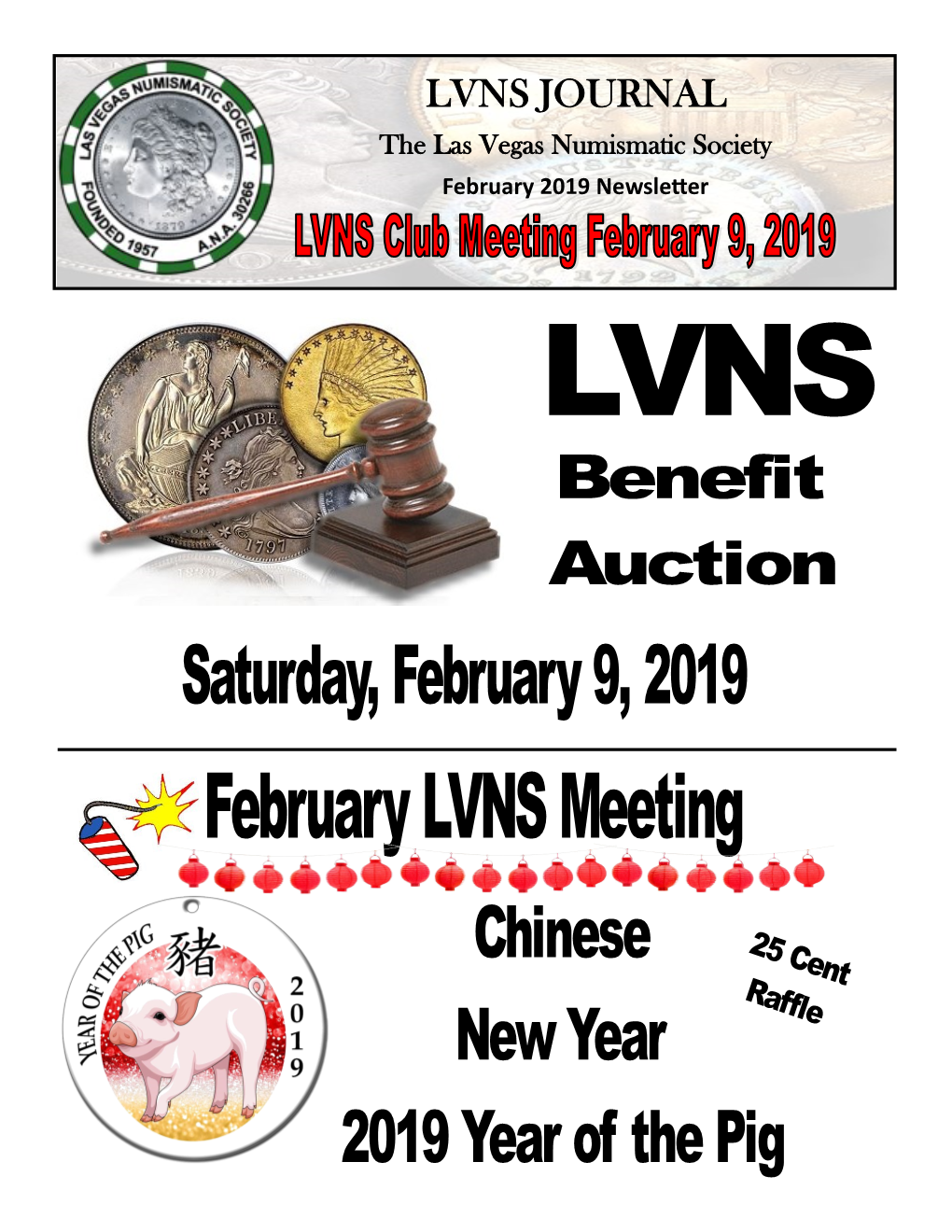 LVNS JOURNAL the Las Vegas Numismatic Society February 2019 Newsletter Ron Drake (E