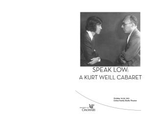 Speak Low: a Kurt Weill Cabaret
