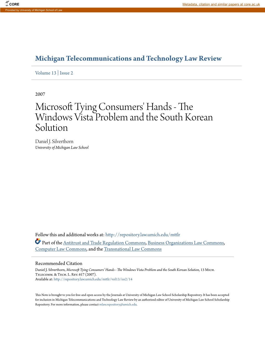 The Windows Vista Problem and the South Korean Solution Daniel J