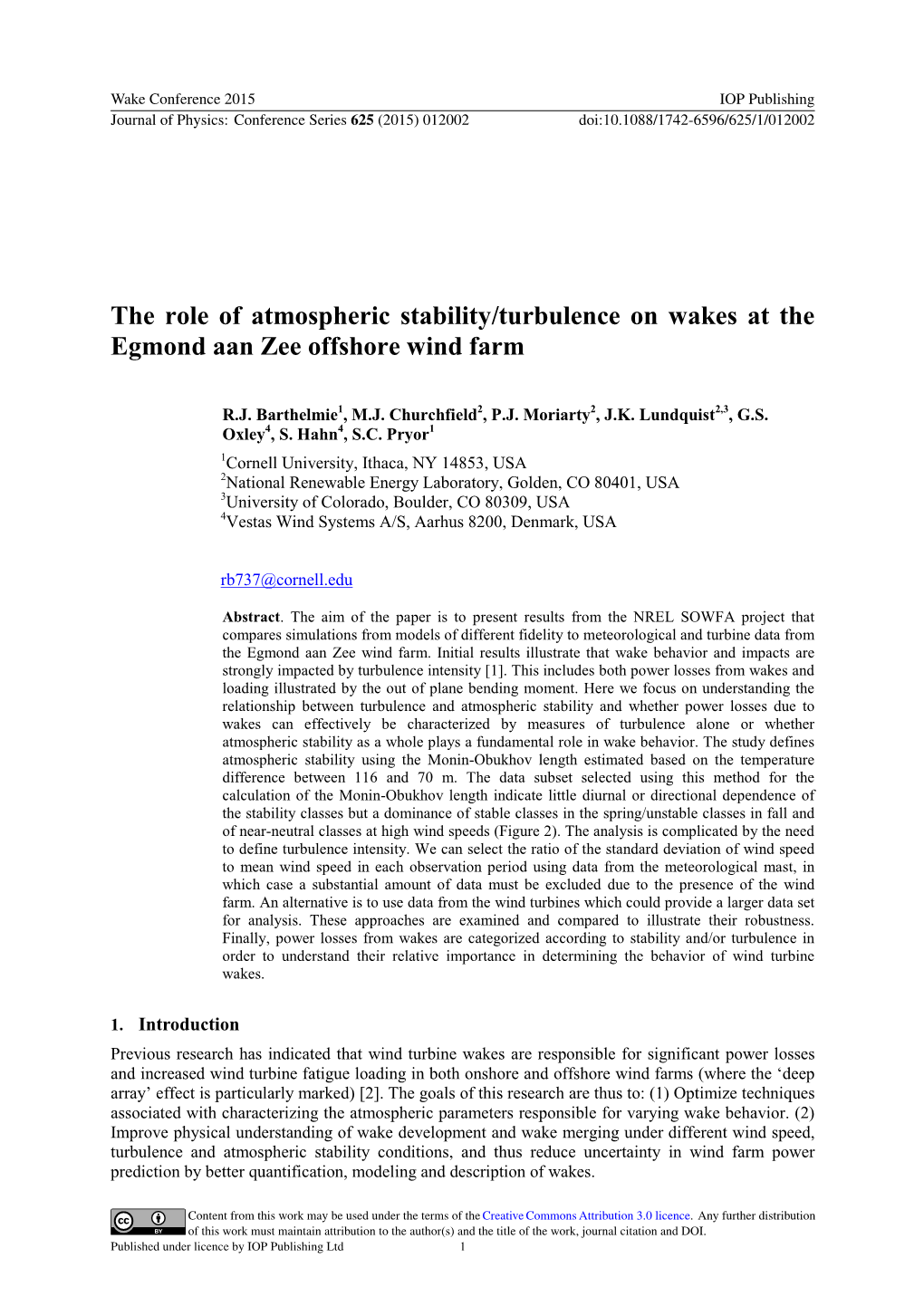 The Role of Atmospheric Stability/Turbulence on Wakes at the Egmond Aan Zee Offshore Wind Farm