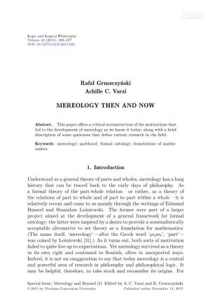 Mereology Then and Now