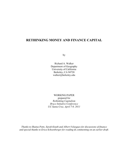 Rethinking Money & Finance Capital