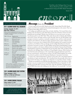 MSU Alumni Band Association President Write-Up Provided on the Site