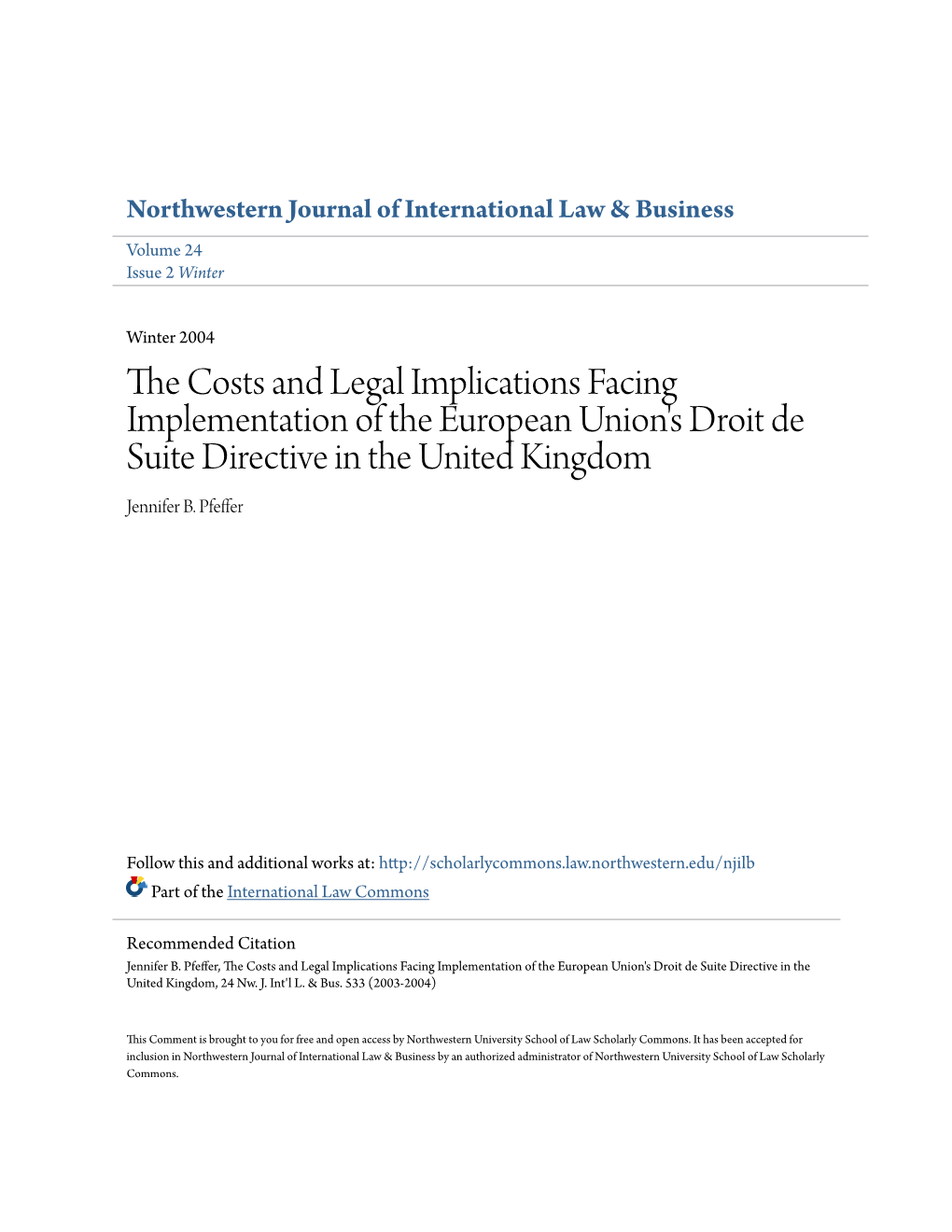 Northwestern Journal of International Law & Business
