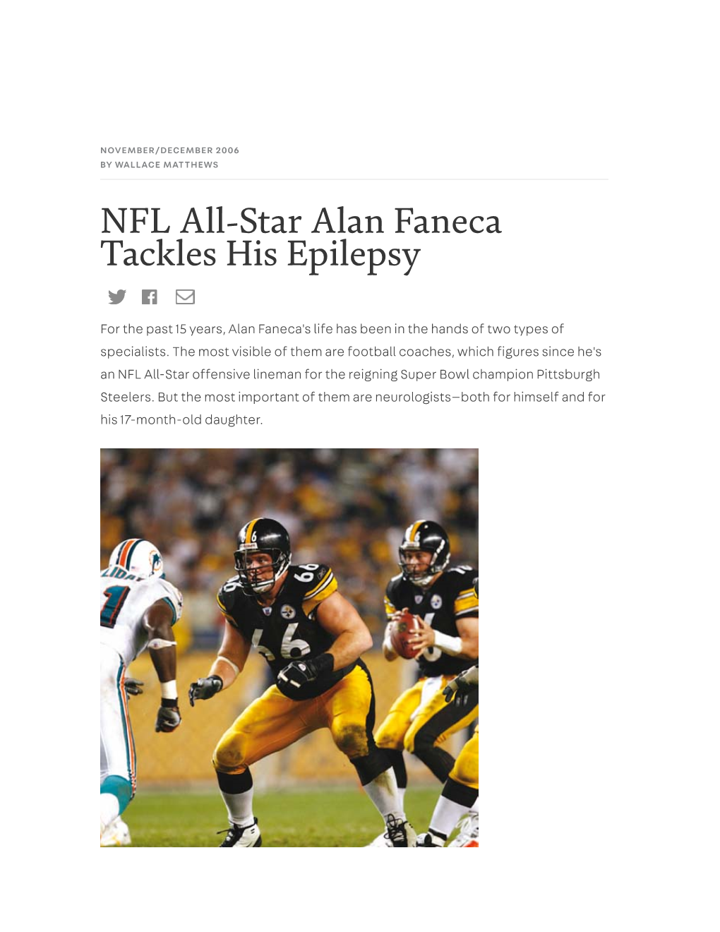 NFL All-Star Alan Faneca Tackles His Epilepsy