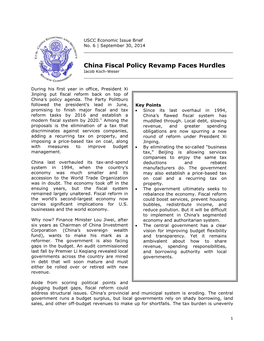 China Fiscal Policy Revamp Faces Hurdles Iacob Koch-Weser