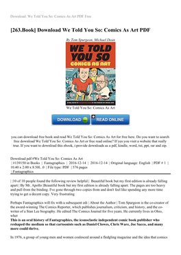 Download We Told You So: Comics As Art PDF