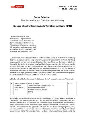 Franz Schubert Eine Sendereihe Von Christine Lemke-Matwey