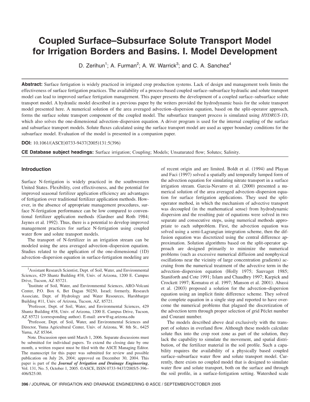 Coupled Surface–Subsurface Solute Transport Model for Irrigation Borders and Basins