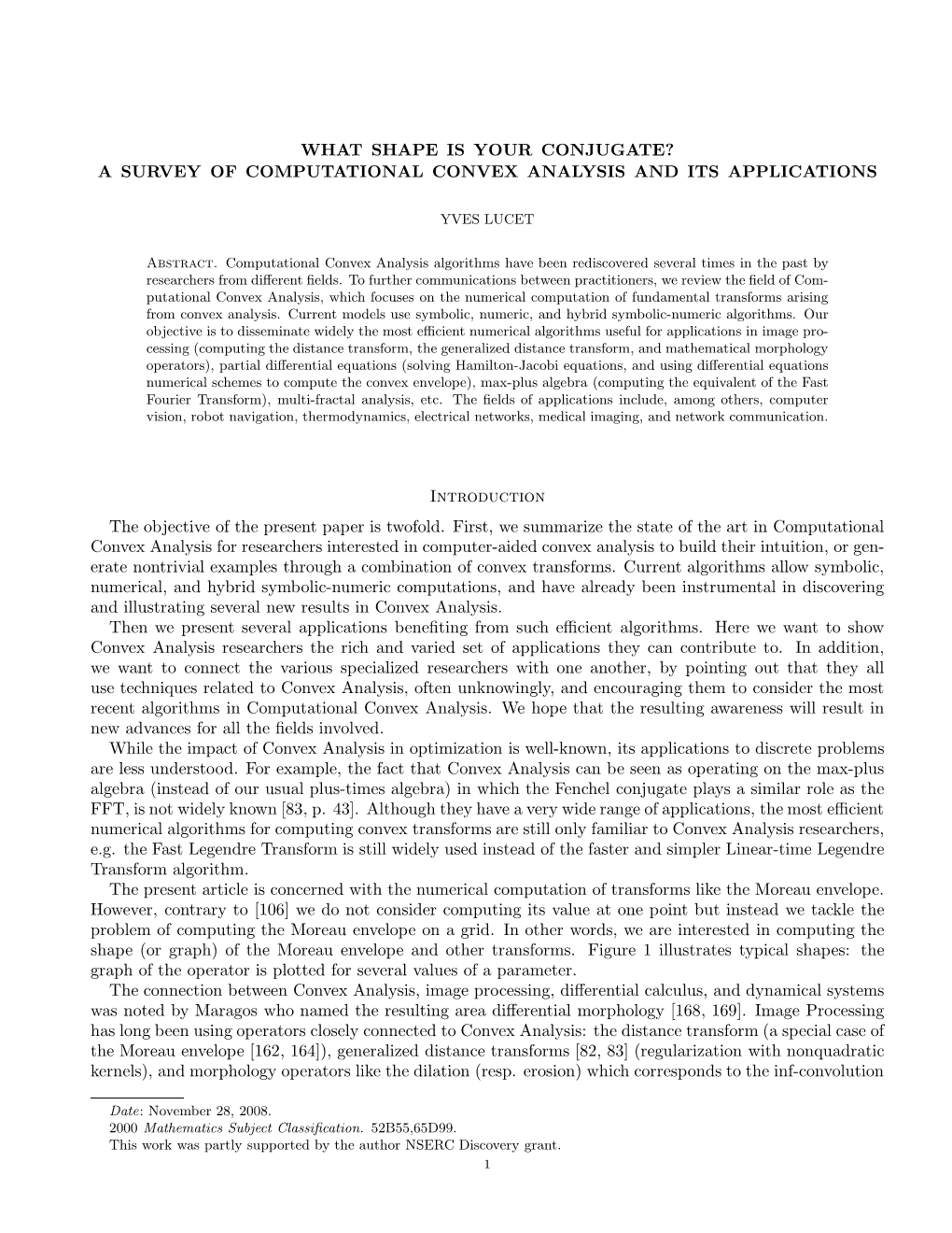 What Shape Is Your Conjugate? a Survey of Computational Convex Analysis and Its Applications