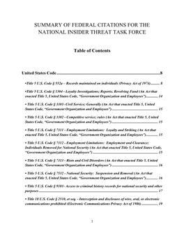 Summary of Federal Citations for the National Insider Threat Task Force