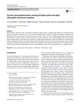Circular Spectropolarimetric Sensing of Higher Plant and Algal Chloroplast Structural Variations
