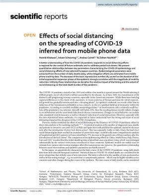 Effects of Social Distancing on the Spreading of COVID-19