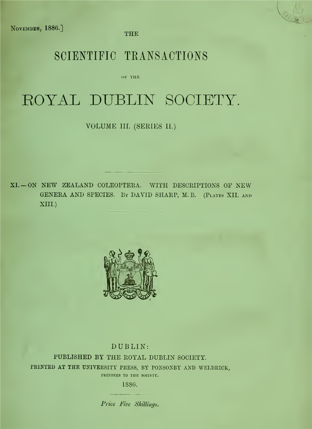 The Scientific Transactions of the Royal Dublin Society