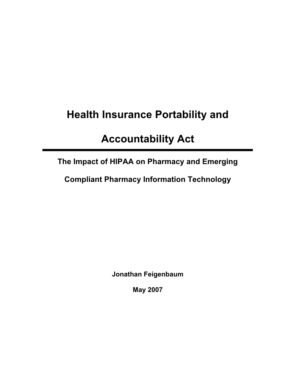 Health Insurance Portability And Accountability Act