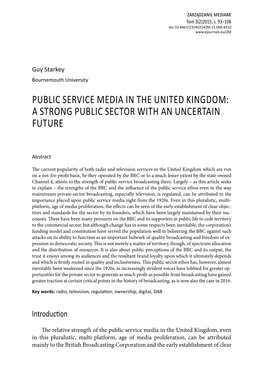 Public Service Media in the United Kingdom: a Strong Public Sector with an Uncertain Future