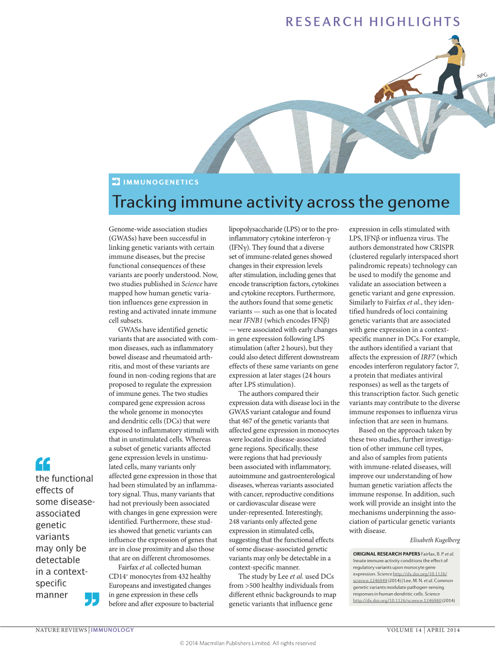 IMMUNOGENETICS Tracking Immune Activity Across the Genome