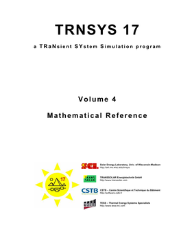 TRNSYS 17 a Transient System S Imulation Program