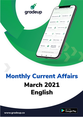 Monthly Current Affairs in English- March 2021