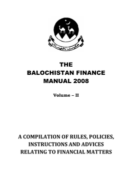 The Balochistan Finance Manual 2008