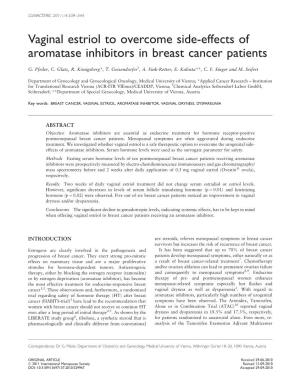Vaginal Estriol to Overcome Side-Effects of Aromatase Inhibitors in Breast Cancer Patients