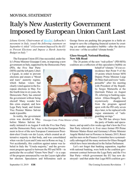 Italy's New Austerity Government Imposed by European Union Can't