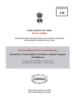 PARLIAMENT of INDIA RAJYA SABHA Demands for Grants (2020