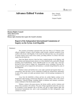 Report of the Independent International Commission of Inquiry on the Syrian Arab Republic