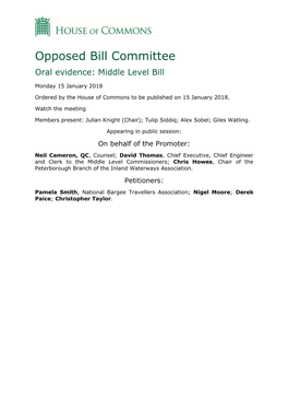 Opposed Bill Committee Oral Evidence: Middle Level Bill